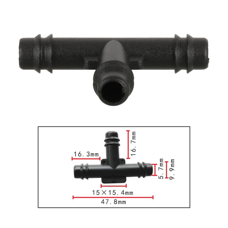 10pcs/Bag Car T Type Wiper Spray Nozzle Water Pipe Connection Tube, C441