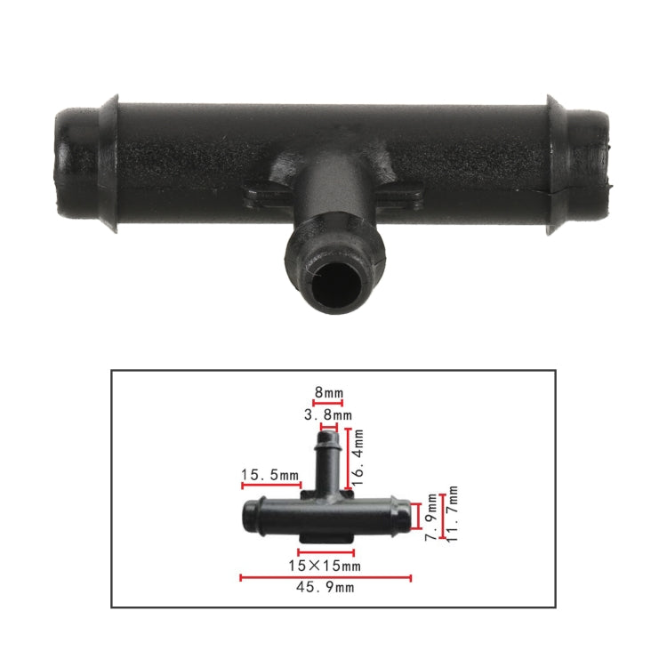 10pcs/Bag Car T Type Wiper Spray Nozzle Water Pipe Connection Tube, C442