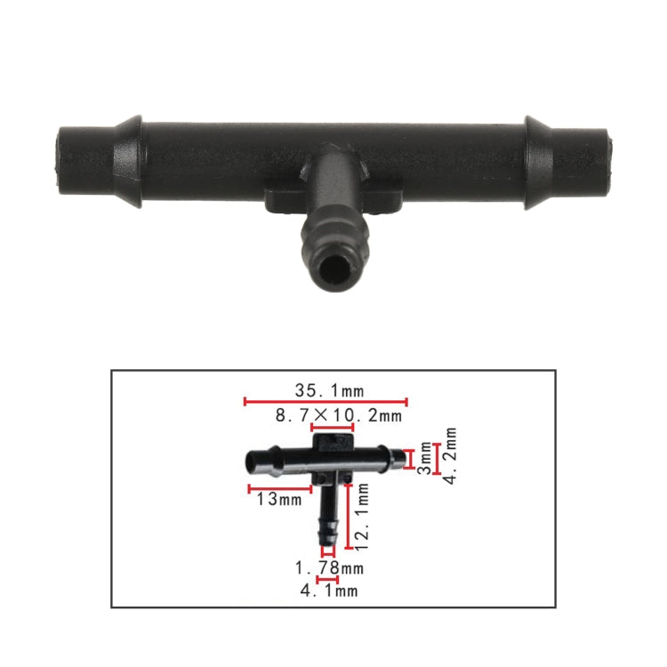 10pcs/Bag Car T Type Wiper Spray Nozzle Water Pipe Connection Tube, C444