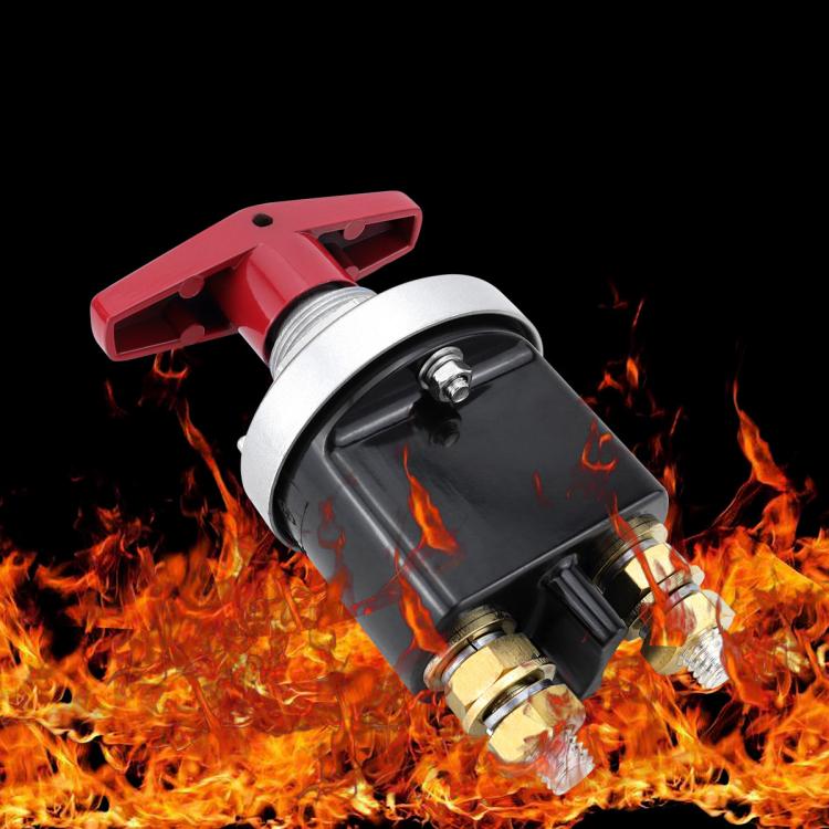 300A High Current Silver-plated Copper 12V-36V Battery Cut Off Switch with Red Handle Isolator & Lock-Out Plate, CP-5318