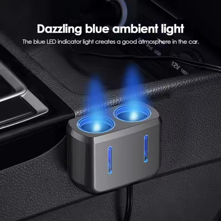 SHUNWEI SD-1904 Dual Socket Car Cigarette Lighter Splitter with USB Charger, SD-1904