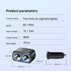 SHUNWEI SD-1904 Dual Socket Car Cigarette Lighter Splitter with USB Charger, SD-1904