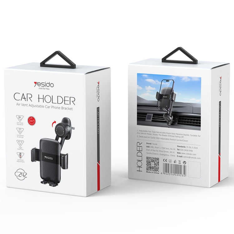 Yesido C242 Adjustable Car Air Vent Mechanical Phone Clip Holder, C242
