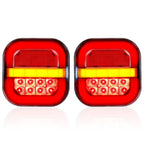 2pcs 12-24V 28LEDs Square Trailer Taillight, 12-24V