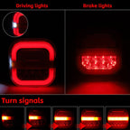2pcs 12-24V 28LEDs Square Trailer Taillight, 12-24V