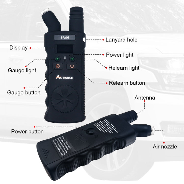 TPA01 150 PSI 2 in 1 Digital Tire Pressure Gauge TPMS Tire Pressure Monitoring System
