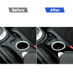 For Nissan 370Z Z34 2009- 3 in 1 Car Center Console Water Cup Holder Panel Decorative Sticker, Left and Right Drive Universal, Center Console Water Cup Holder Panel