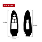 For Nissan 370Z Z34 2009- 2 in 1 Car Window Lift Panel with Hole Decorative Sticker, Left Drive, Window Lift Panel with Hole, Left Drive
