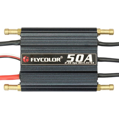 Flycolor Flymoster Series 50A 2-6S Waterproof Electronic Speed Controller for RC Boat, 50A 2-6S