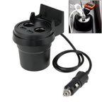 5V 1A+2.4A Two USB Ports & Two Car Cigarette Lighter Socket Car Charger with Holder Function, 5V 1A+2.4A