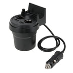 5V 1A+2.4A Two USB Ports & Two Car Cigarette Lighter Socket Car Charger with Holder Function, 5V 1A+2.4A
