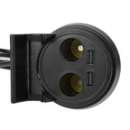 5V 1A+2.4A Two USB Ports & Two Car Cigarette Lighter Socket Car Charger with Holder Function, 5V 1A+2.4A