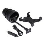 Olesson 2 in 1 Car Charger Cup Holder PowerCup Phone / Tablet Holder + 2.1A / 1A Dual-USB Ports Car Cigarette Lighter Socket Car Charger, 1629