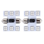 2 PCS Colorful 31MM Bicuspid Remote Control Car Dome Lamp LED Reading Light with 6 LED Lights, 31MM  6 LED Lights