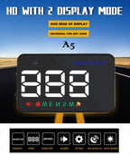 Geyiren A5 HUD 3.5 inch Car Head Up Display with GPS System, Two Mode Display, Light Sensors, KM/h MPH Speed, Compass, Speed Alarm, A5(Black), A5 (Green Light)