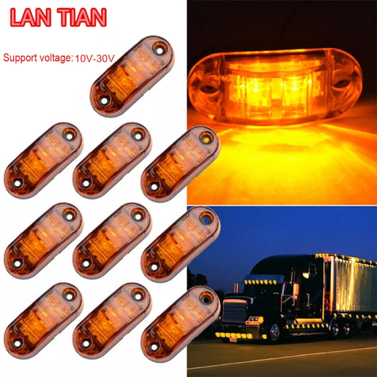 10 PCS Car Truck Trailer Piranha LED Side Marker Indicator Lights Bulb Lamp, Light Color: Yellow, Yellow, White Light