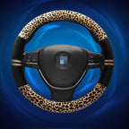 Leopard Grain Steering Wheel Cover, Adaptation Steering Wheel Diameter: 37-38 cm, 37-38cm Beige, 37-38cm Coffee, 37-38cm Magenta, 37-38cm Black