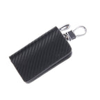 Universal Leather Carbon Fiber Texture Waist Hanging Zipper Wallets Key Holder Bag (No Include Key), Carbon Fiber Texture
