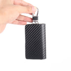 Universal Leather Carbon Fiber Texture Waist Hanging Zipper Wallets Key Holder Bag (No Include Key), Carbon Fiber Texture