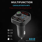 805E Dual USB Charging Bluetooth FM Transmitter MP3 Music Player Car Kit, Support Hands-Free Call  & Read TF Card / U Disk Music, 805E