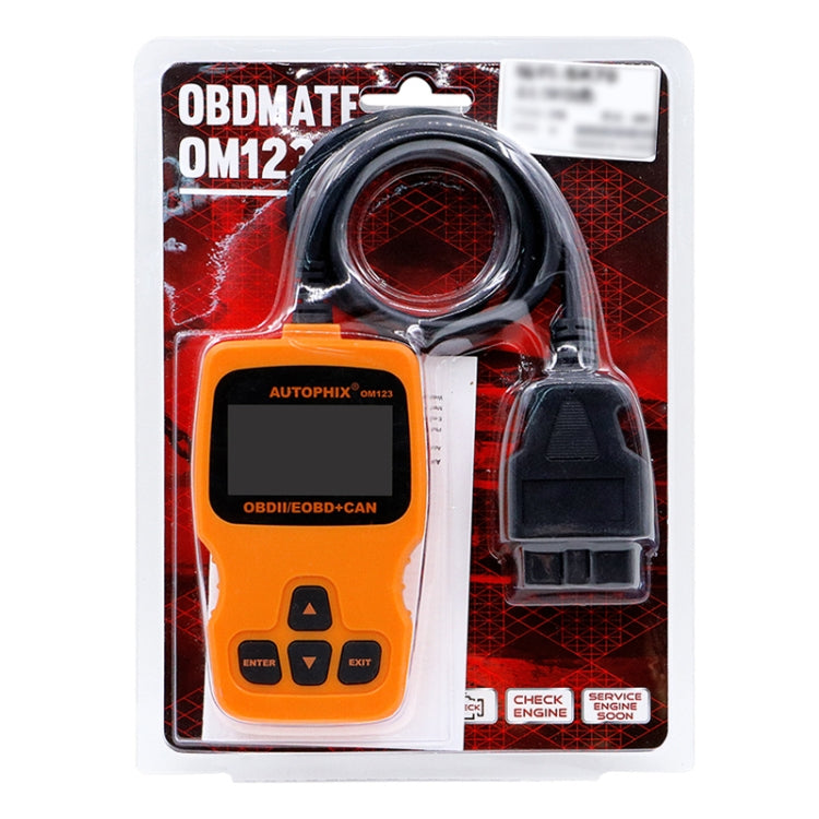 AUTOPHIX OM123 Car Portable OBD2 Scanner Car Diagnostic Tool OBD 2 Automotive Scanner EOBD Code Reader, OM123, OM123 (Orange)