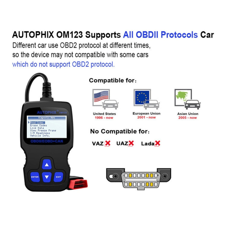 AUTOPHIX OM123 Car Portable OBD2 Scanner Car Diagnostic Tool OBD 2 Automotive Scanner EOBD Code Reader, OM123, OM123 (Orange)