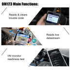 AUTOPHIX OM123 Car Portable OBD2 Scanner Car Diagnostic Tool OBD 2 Automotive Scanner EOBD Code Reader, OM123, OM123 (Orange)