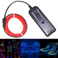 YouOKLight Neon EL Cold Round Flexible Strip Light with 3V Battery Box for Dance Party Car Decoration, Length: 3m, 3M Red Light, 3M Blue Light, 3M Grenn Light