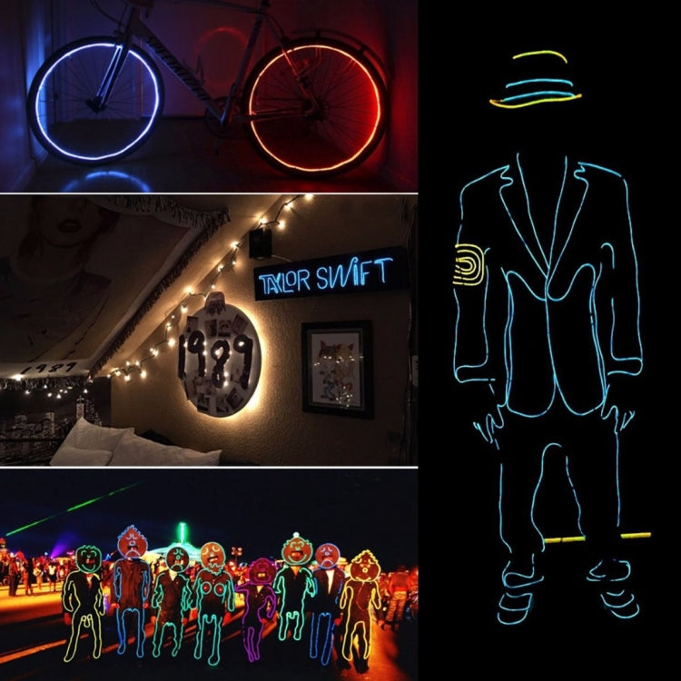 YouOKLight Neon EL Cold Round Flexible Strip Light with 3V Battery Box for Dance Party Car Decoration, Length: 3m, 3M Red Light, 3M Blue Light, 3M Grenn Light