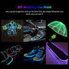 YouOKLight Neon EL Cold Round Flexible Strip Light with 3V Battery Box for Dance Party Car Decoration, Length: 3m, 3M Red Light, 3M Blue Light, 3M Grenn Light