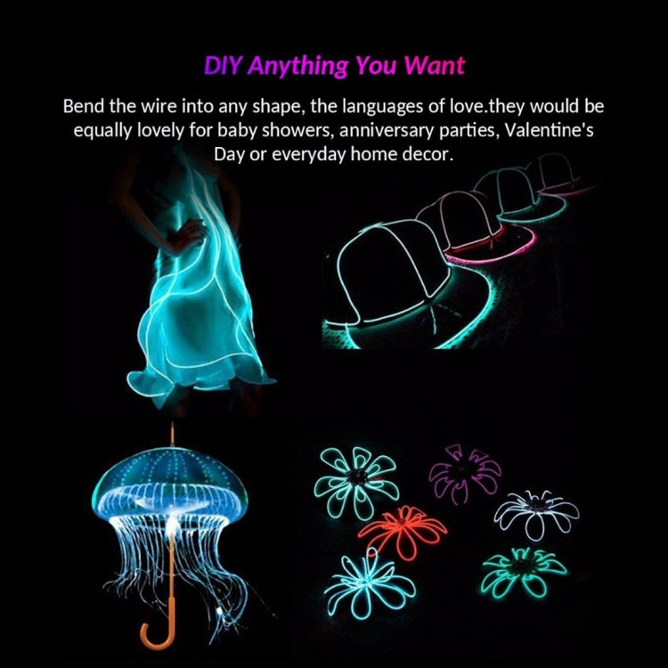 YouOKLight Neon EL Cold Round Flexible Strip Light with 3V Battery Box for Dance Party Car Decoration, Length: 3m, 3M Red Light, 3M Blue Light, 3M Grenn Light