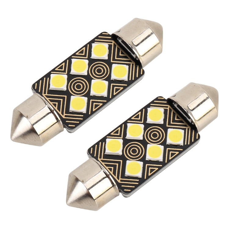 2 PCS 36mm DC12V / 1.5W / 6000K / 110LM 6LEDs SMD-3030 Car Reading Lamp Dome Light, with Decoder, 36mm