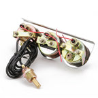 52mm 12V Universal Car Modified Triple Meter 3 in 1 Gauge Oil Press Gauge + Water Temperature Gauge + Ammeter, with Sensor, Car Modified Triple Meter 01