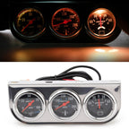 52mm 12V Universal Car Modified Triple Meter 3 in 1 Gauge Oil Press Gauge + Water Temperature Gauge + Ammeter, with Sensor, Car Modified Triple Meter 02