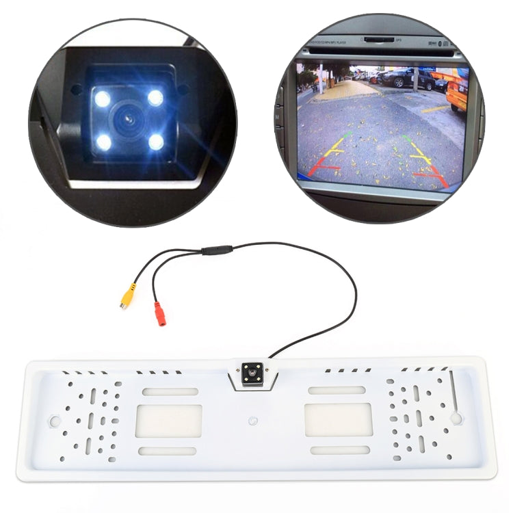 JX-9488 720x540 Effective Pixel NTSC 60HZ CMOS II Universal Waterproof Car Rear View Backup Camera with 2W 80LM 5000K White Light 4LED Lamp, DC 12V, Wire Length: 4m, White, Silver