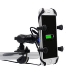 Motorcycle X Shape Aluminum Alloy Phone Bracket 5V 2.1A Phone Charger, CS-416A3