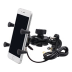 Motorcycle X Shape Aluminum Alloy Phone Bracket 5V 2.1A Phone Charger, CS-416A3