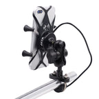 Motorcycle X Shape Aluminum Alloy Phone Bracket 5V 2.1A Phone Charger, CS-416A3