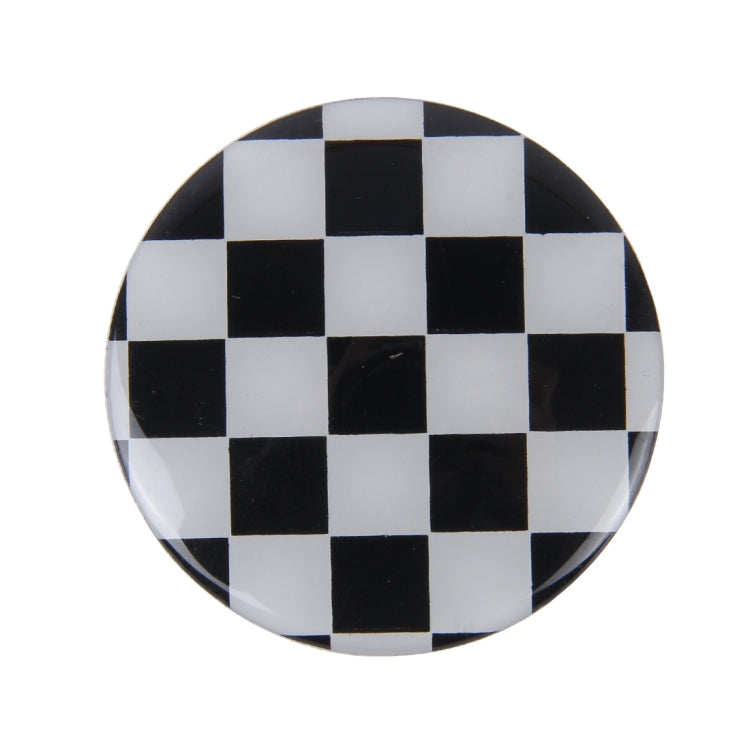 4 PCS White And Black Grid Metal Car Sticker Wheel Hub Caps Centre Cover Decoration, White Black Grid