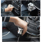 Universal Fist Shape Aluminum Manual or Automatic Gear Shift Knob Compatible with Three Rubber Covers Fit for All Car, Gold, Silver