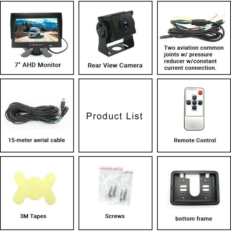 PZ612-AHD IP67 120 Degree Car AHD 1080P 2 Megapixels 7 inch 1-Way Rearview Mirror Monitor, Night Vision Full Color, PZ612-AHD