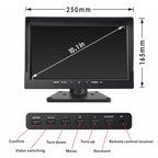 PZ612-4AHD IP67 120 Degree Car AHD 1080P 2 Megapixels 10 inch 4-Way Rearview Mirror Monitor, Night Vision Full Color, with Video Function, PZ612-4AHD