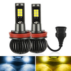 2 PCS EV15 H8 / H11 DC9-32V / 6W / IP67 Car LED Double Color Fog Light, Cold White Light + Amber Light, EV15 H8 / H11
