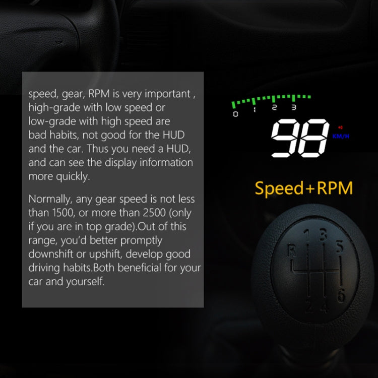 A900 OBD2 3.5 inch Vehicle-mounted Head Up Display Security System, Support Car Speed / Engine Revolving Speed Display / Water Temperature / Voltage / Driving Mileage, A900