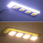 2 PCS DC 12V 10W 800LM 5500K Car DRL Daytime Running Lights Lamp,Cable Length:25cm(White Light + Yellow Light), Multi-Color+10W 800LM/5500K