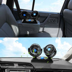 HUXIN HX-T303 6.5W 360 Degree Adjustable Rotation Two Head Low Noise Mini Electric Car Fan, DC12V, HX-T303