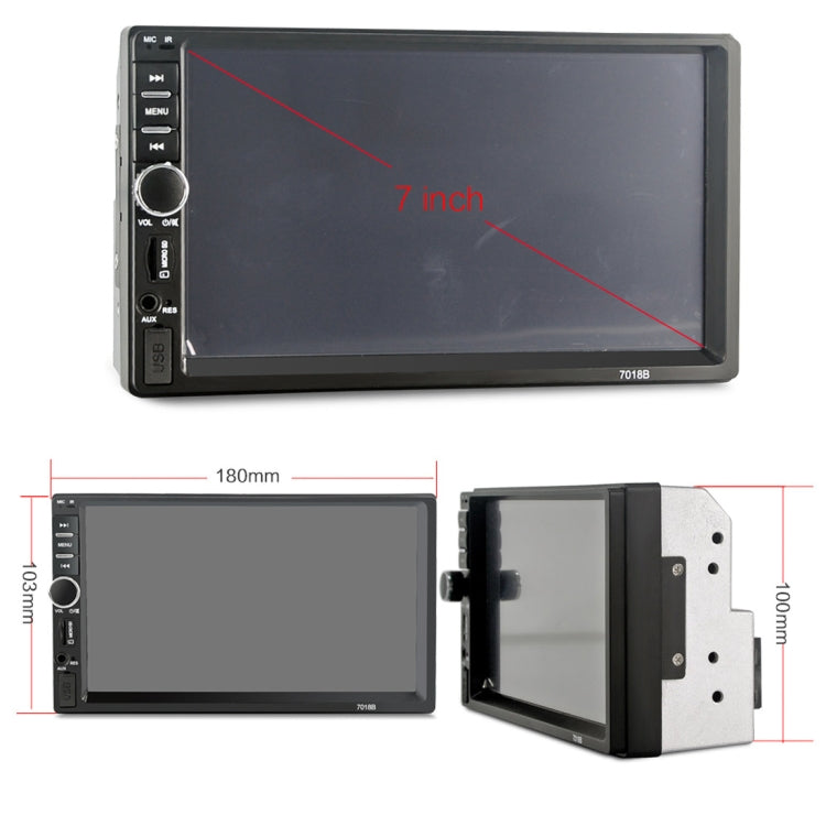 7018B 7.0 inch HD Touch Screen Dual DIN Car Radio Bluetooth Stereo MP3 / MP4 / MP5 Player with Remote Control, with Rearview Camera, 6800 Module, Support  FM / TF Card / USB Flash Disk, 7018B