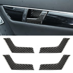 4 PCS Car Door Inner Handle Panel Carbon Fiber Decorative Sticker for Mercedes-Benz W204 2007-2013, Door Inner Handle Panel