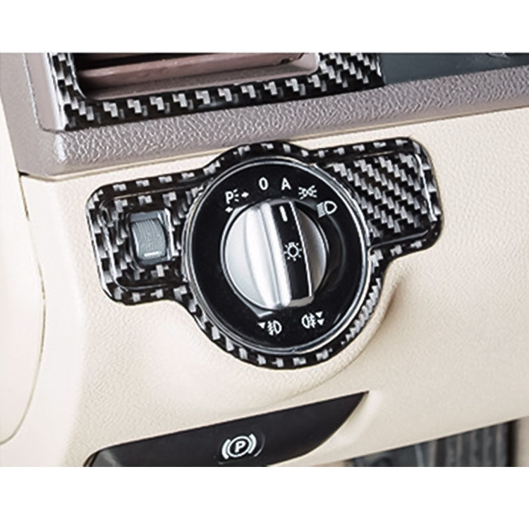 3 PCS Car Headlight Switch Panel Carbon Fiber Decorative Sticker for Mercedes-Benz W204 2007-2013, Headlight Switch Panel