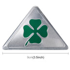 Four Leaf Clover Herb Luck Symbol Aluminum Slim Triangle Badge Emblem Labeling Sticker Styling Car Dashboard  Decoration, Four Leaf Clover 1, Four Leaf Clover 2